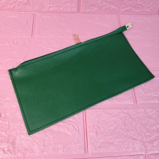 綠色 皮革素面錢袋 化妝包 筆袋 多功能包 多用途包