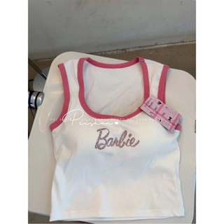 預購✨ 芭比 barbie 背心 小可愛 運動背心 水鑽 可愛 y2k 粉色 logo 罩杯背心 bra top