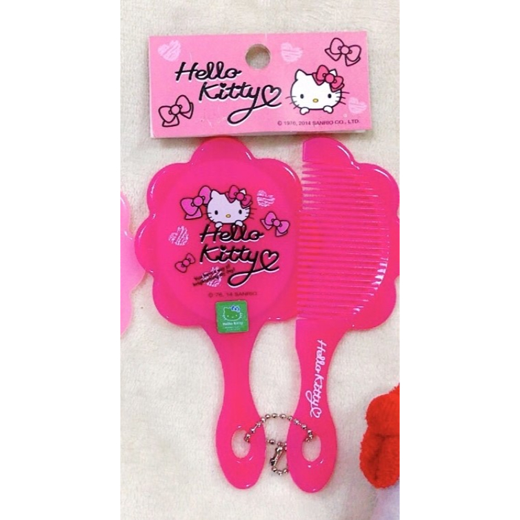 三麗鷗授權/ Hello Kitty 凱蒂貓花朵鏡梳組 攜帶式鏡子 梳子（訂價90元）特價品
