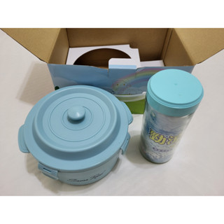 全新 陶瓷玻璃禮盒組(陶瓷內膽造型便當盒+水杯) 臺灣製 三榮
