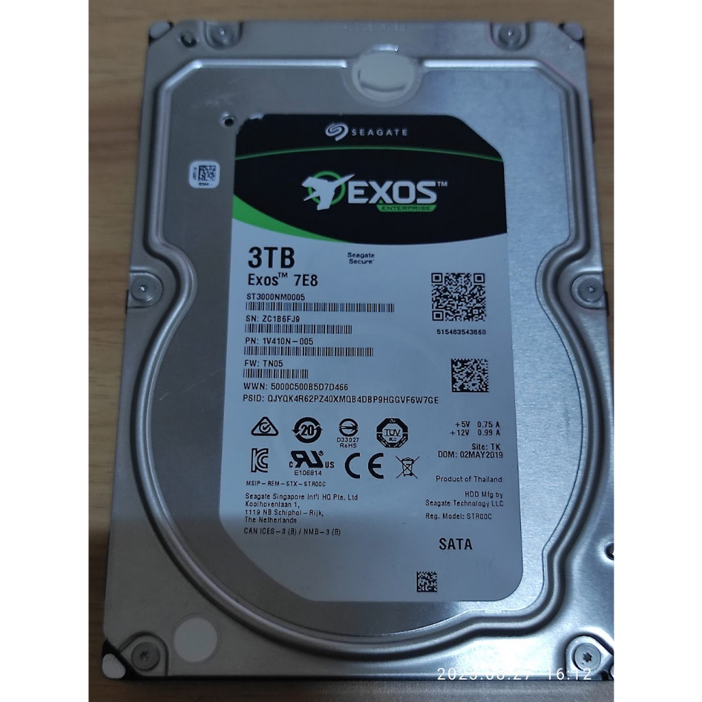 (故障 報帳) SEAGATE EXOS 7E8 3TB 企業級 SATA HDD ST3000NM0005