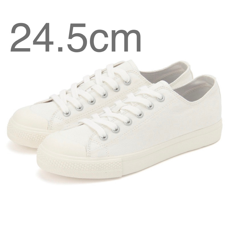 🏝無印良品小白鞋24.5cm撥水加工有機棉舒適休閒鞋 柔白MUJI