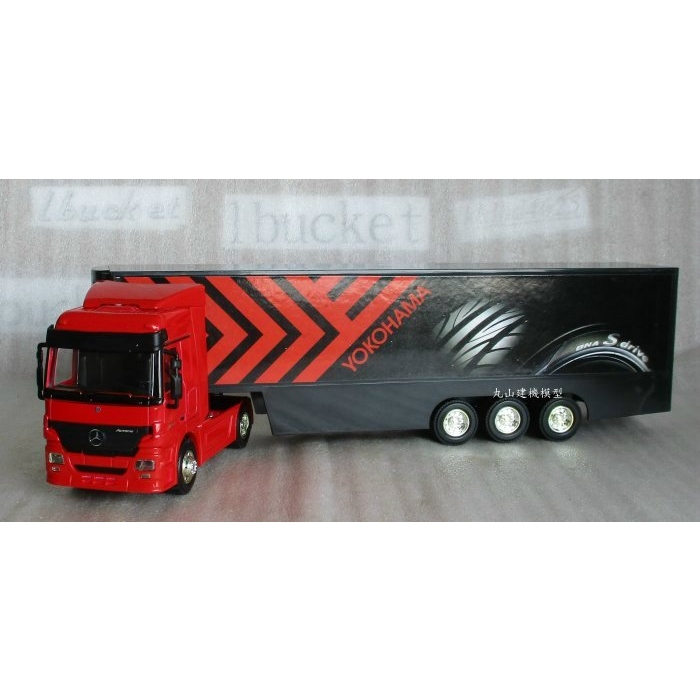 [丸山建機模型店]---BENZ 二軸紅色車頭+黑紅色貨櫃 1/50 模型