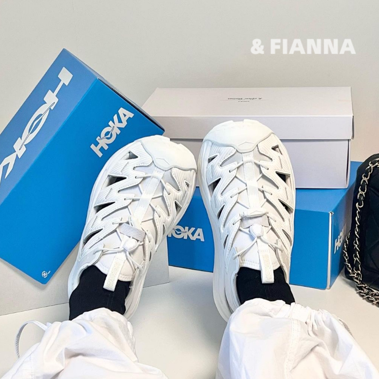 新品【FianNa】HOKA ONE ONE Hopara 中性 白色涼鞋 沙色 厚底 健行涼鞋 運動涼鞋1123112