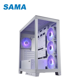 SAMA 先馬 SAK702 新鏡界 白色 幻彩版 Type-C 海景房 360 M-ATX ARGB 背插式 電腦機殼