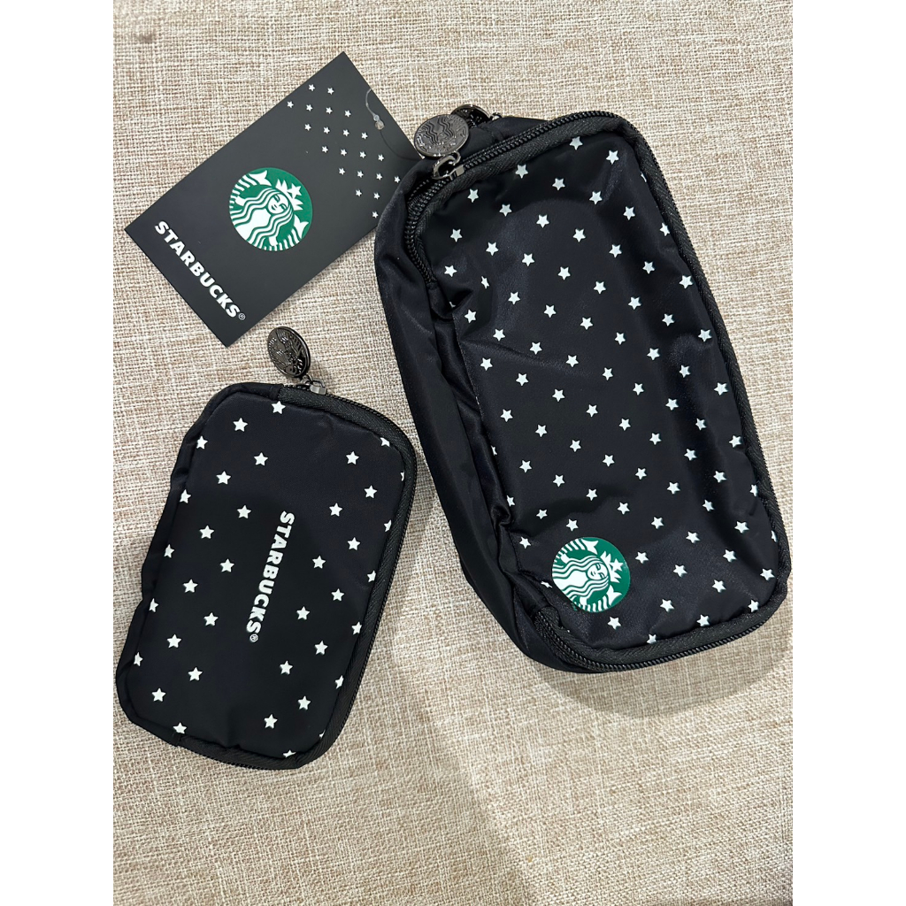 台灣現貨 Starbucks星巴克萬用包兩件組 旅行收納袋  萬用包兩件組 化妝包 典藏黑