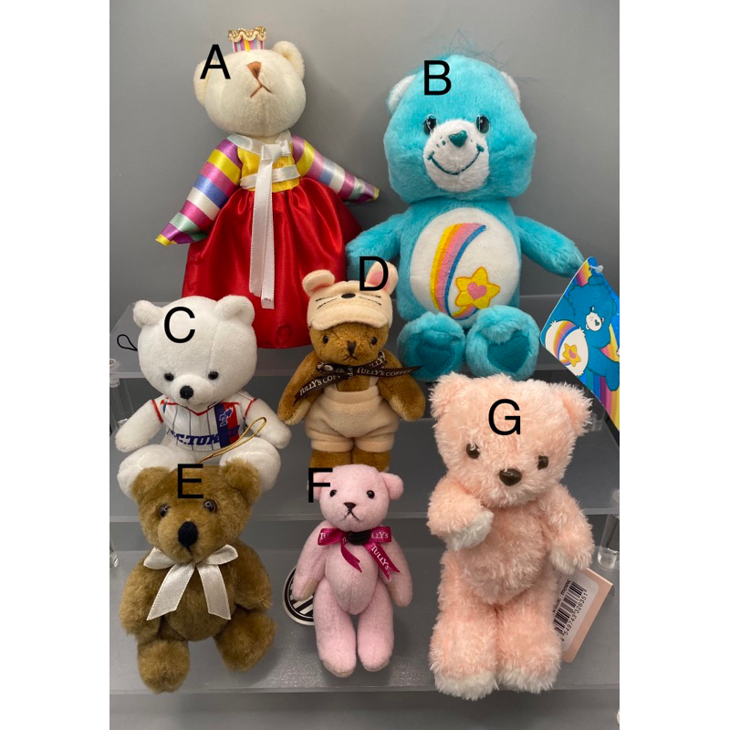 日本帶回 tully’s coffee 咖啡關節 小熊  Care Bears 愛心熊 彩虹熊 韓服小熊  日本足球隊