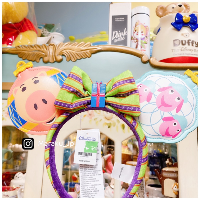 絕版稀有 香港迪士尼樂園限定 玩具總動員 火腿豬 寶貝 三頭羊 蝴蝶結 米奇 耳朵 造型 髮箍 髮圈 飾品