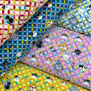【大同布行】特價 日本布 日本進口布 薄棉布 日式 小貓 適用抱枕、衣褲、桌巾、佈景、手作、圍兜、洋裁、布料