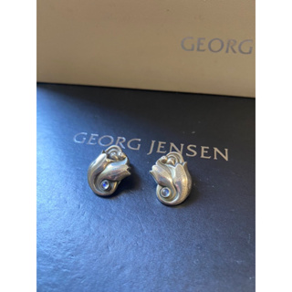 Georg Jensen喬治傑生GJ#100A 鬱金香藍月光石夾式耳環