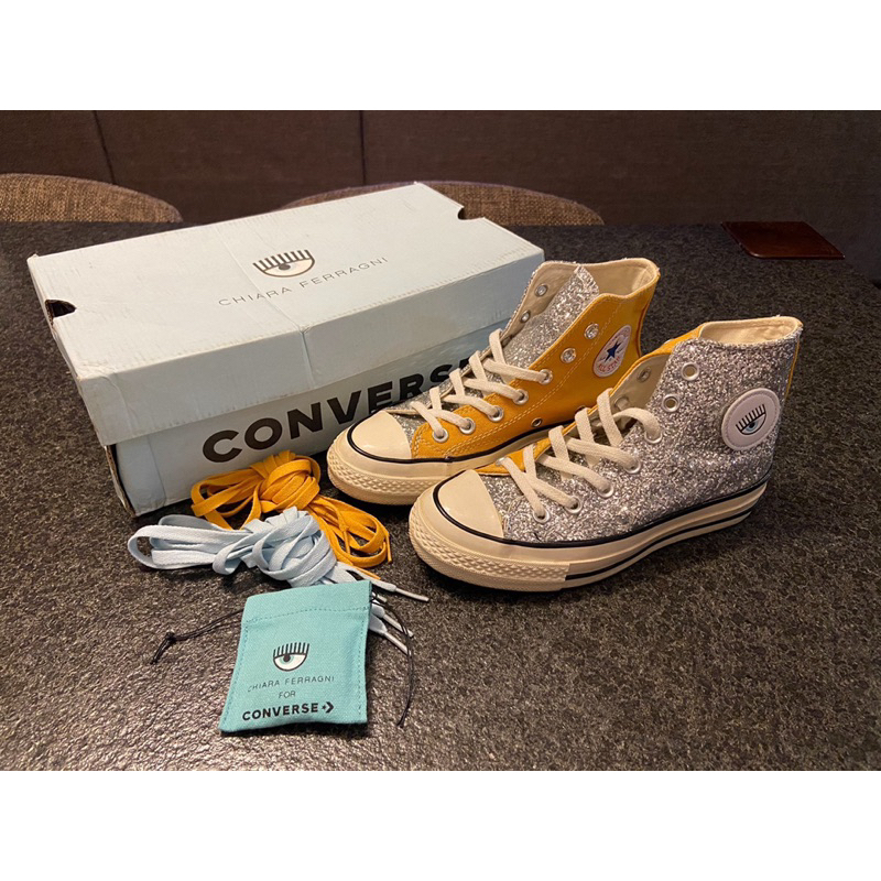 正品Converse X Chiara Ferragni 匡威大眼睛联名亮片拼接鞋36號