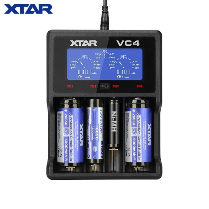 XTAR VC4 鋰電池鎳氫電池智能充電器可測電池容量 可修復過放電池USB接口充電