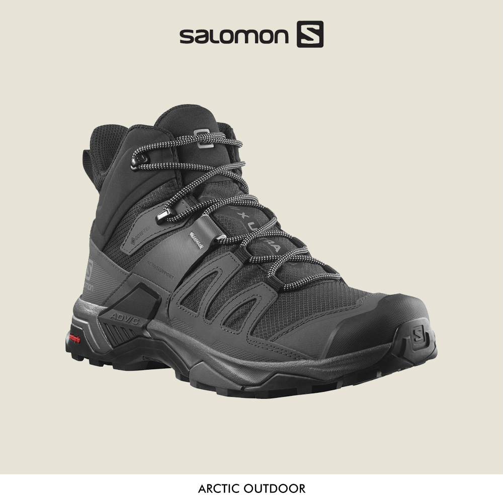 Salomon 男款 X ULTRA 4 GTX 中筒登山鞋 WIDE 黑/灰/珍珠藍