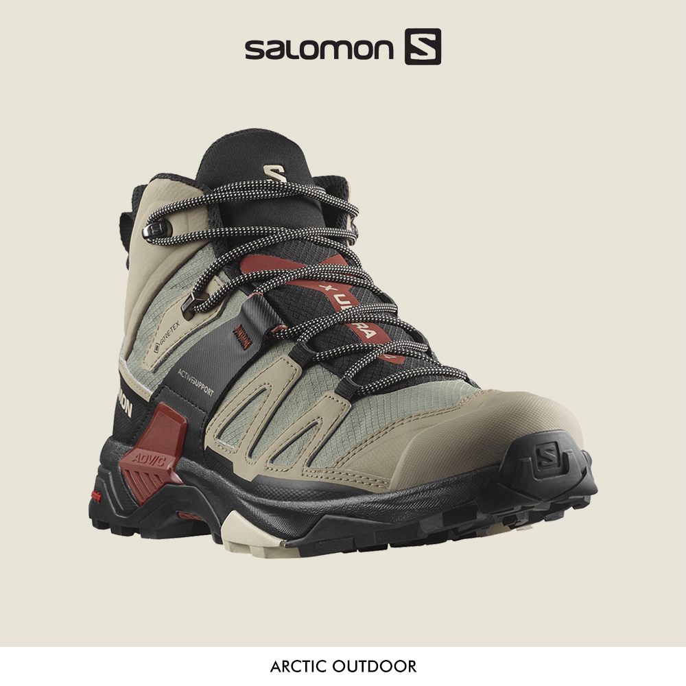 Salomon 男款 X ULTRA 4 GTX 中筒登山鞋 復古卡其/黑/焦褐紅