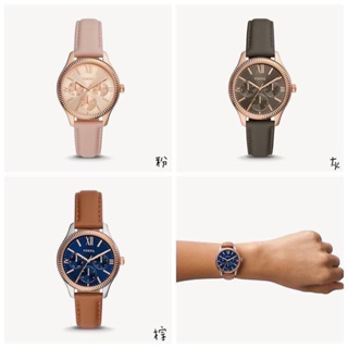 現貨灰色+預購中‼️限時特價🔥 美國🇺🇸代購 FOSSIL 經典三眼皮革錶帶女錶 手錶 正品