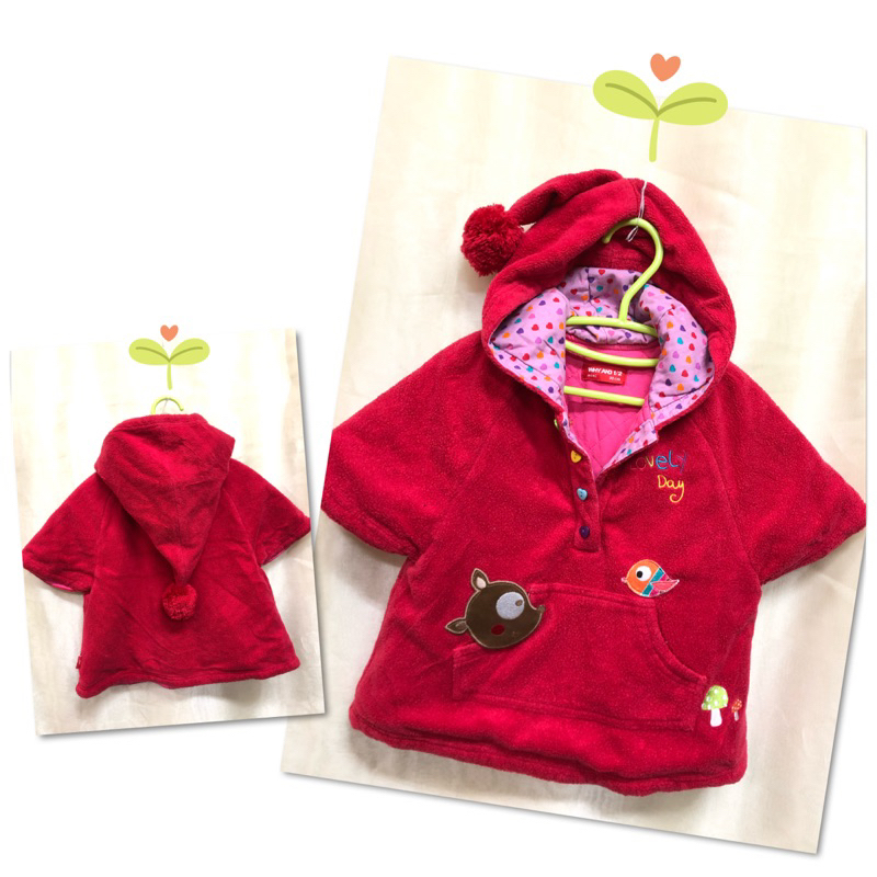 🎀WHY AND 1/2👼mini90cm可愛童話世界小紅帽短袖刷毛保暖上衣AWA0290二手
