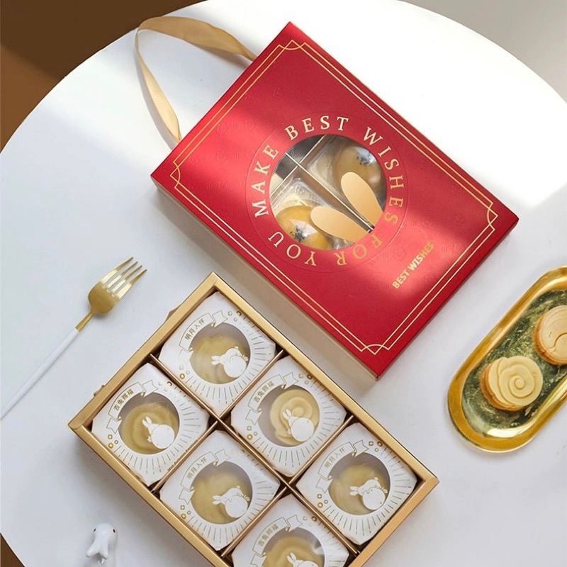 兔兔燙金壓紋質感月餅盒/烘焙盒/紙盒/禮盒