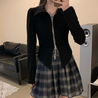 胖胖美依 大碼女裝 長袖上衣 打底內搭上衣 不規則上衣M-3XL秋季洋氣減齡polo領上衣MB131-33114.