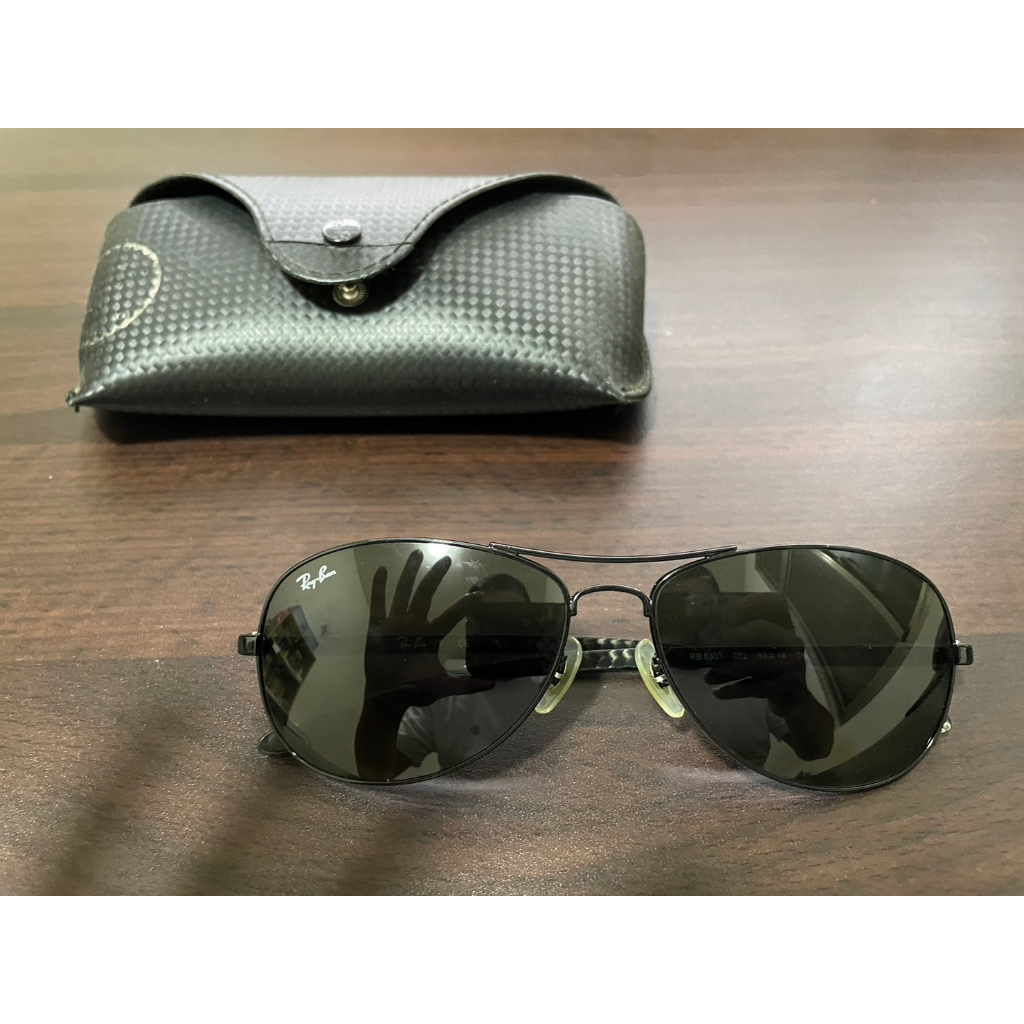 RAY BAN 雷朋 碳纖維太陽眼鏡 RB8301 002 59mm 碳纖維 黑框墨綠鏡片