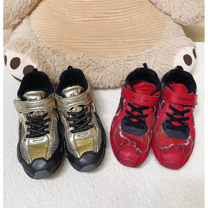 ＊二手 金和紅兩雙＊日本 Moonstar 2E寬楦競速童鞋 (22cm)~ 面交可