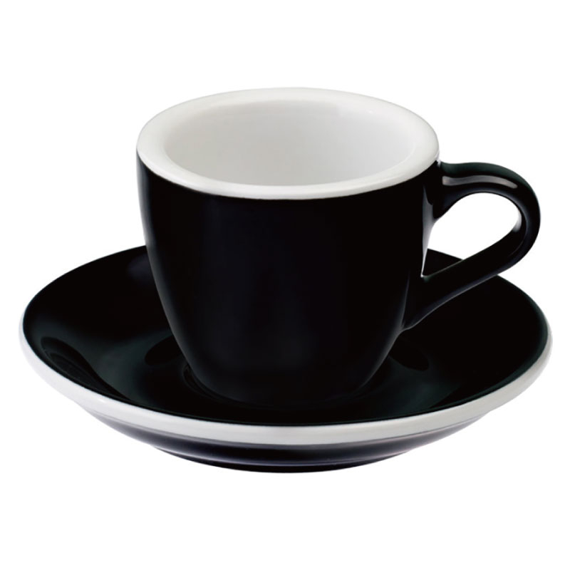 【LOVERAMICS愛陶樂】Egg 80咖啡杯盤組/HG0765BK(80cc/黑色)|Tiamo品牌旗艦館