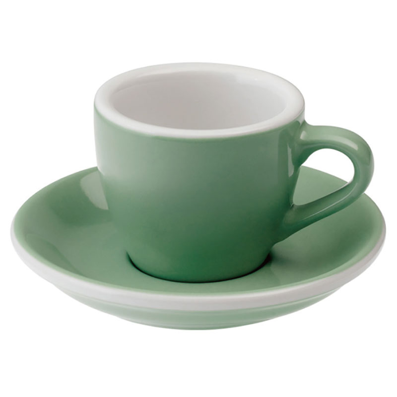 【LOVERAMICS愛陶樂】Egg 80咖啡杯盤組/HG0765BG(80cc/藍綠色)|Tiamo品牌旗艦館