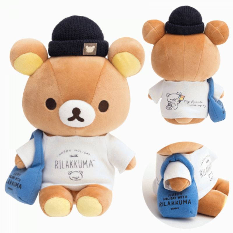 日本拉拉熊 Loft 限定 快樂假期懶熊 戴針織帽藍色背包懶熊