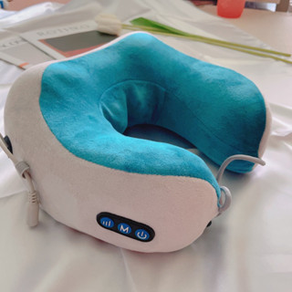 無線U型按摩枕 頸肩按摩枕 藍色
