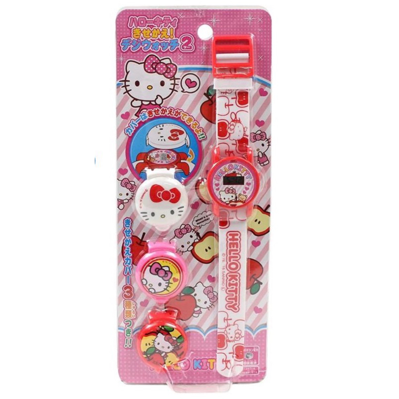 🇯🇵《麵包超人.歡樂屋》日本正版 進口商品 三麗鷗 Hello Kitty 凱蒂貓 可換蓋兒童手錶 、數字手錶(蘋果款)