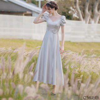 【OMUSES】手工V領灰色晚宴長禮服19-A2212