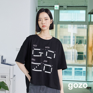【gozo】連假攻略oversizeT恤(黑色/白色_F) | 女裝 圓領 休閒