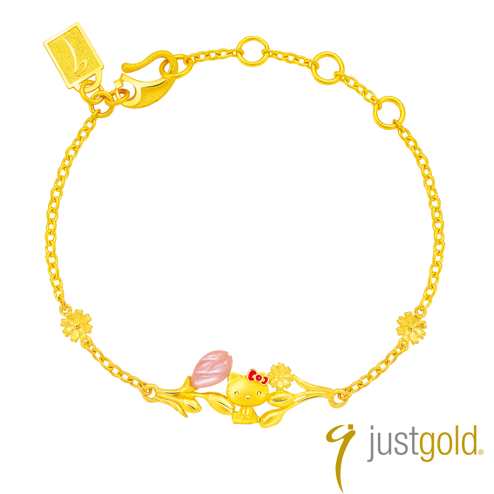 【Just Gold 鎮金店】HELLO KITTY鬱金香 黃金手鍊