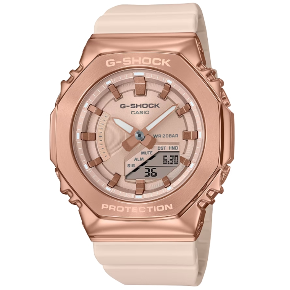 CASIO卡西歐 G-SHOCK 玩美時尚 粉紅金 八角金屬錶殼  GM-S2100PG-4A/40.4mm