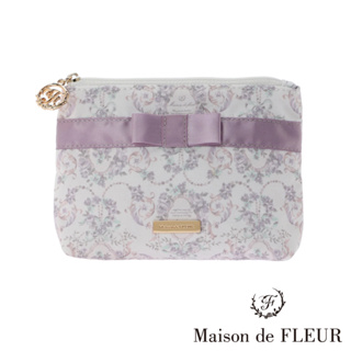 Maison de FLEUR 古典LOGO印花設計緞帶方形手拿包(8A33FTJ1400)