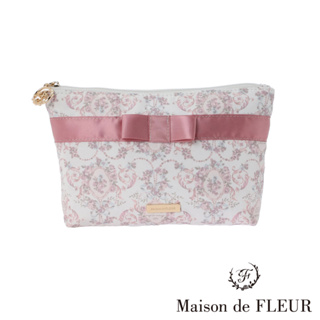 Maison de FLEUR 古典LOGO印花設計緞帶手拿包(8A33FJJ1900)
