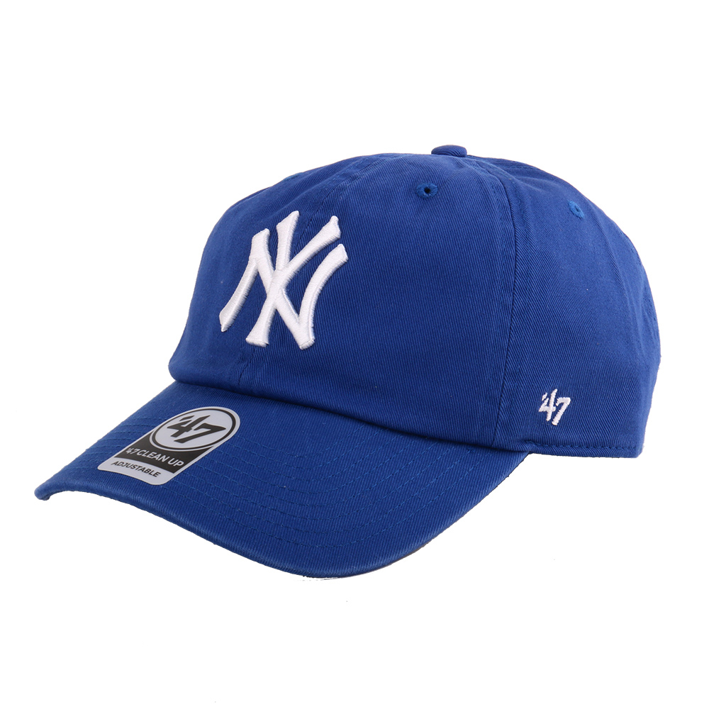 NEW ERA-洋基白色NY繡線中性棒球帽(寶藍)