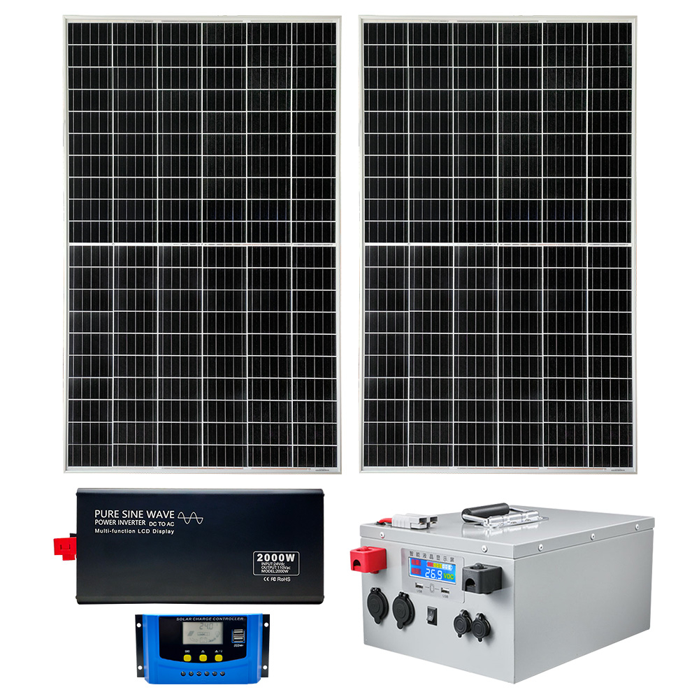 【傑太光能】V-26 太陽能24V轉110V鋰鐵電池2000W發電系統 太陽能控制器 蓄電 DIY 緊急備電