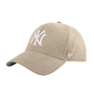 NEW ERA-洋基NY白繡線仿絨棒球帽(卡其)