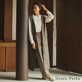 Green Parks 2WAY素面/格紋V領鈕扣長版連身裙/背心(6A33L0H0500)
