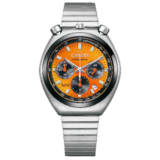 CITIZEN 星辰錶 AN3660-81X Tsuno Chrono限定款三眼計時不鏽鋼潮流腕錶 夏日橘 38mm