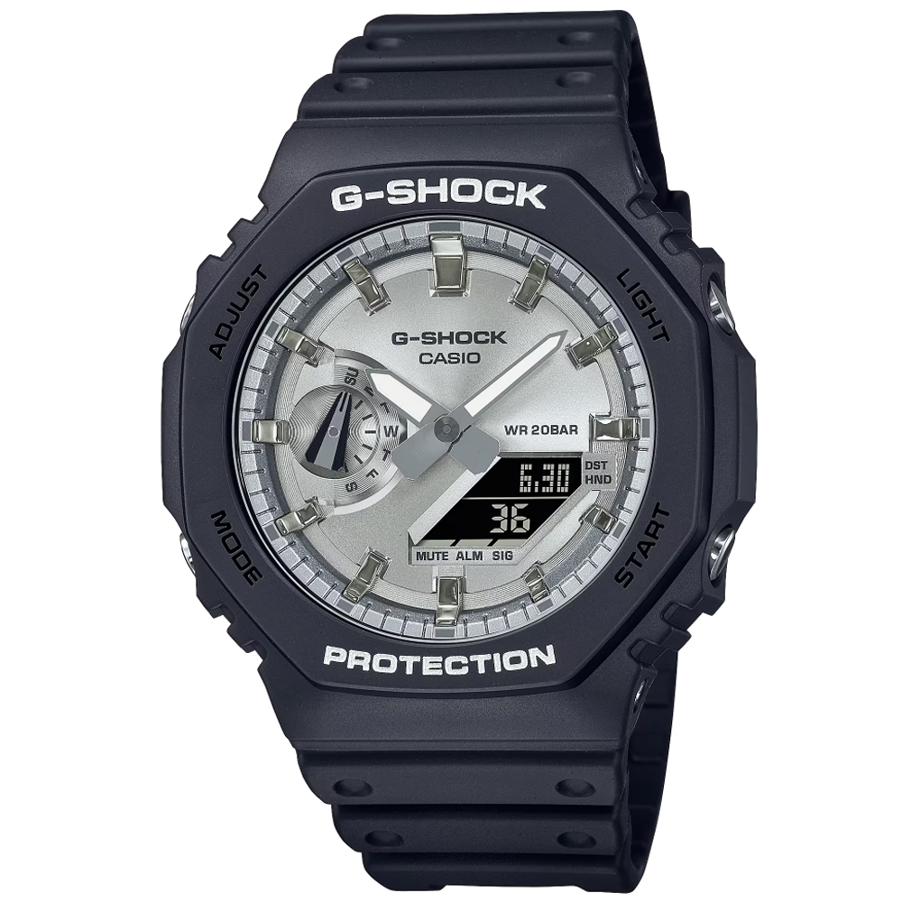 【聊聊甜甜價】CASIO G-SHOCK 農家橡樹 纖薄黑銀 雙顯腕錶 GA-2100SB-1A