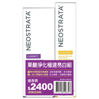 【NeoStrata芯絲翠】果酸淨化極速亮白組(限時*買果酸晶亮煥膚霜75g贈*果酸美白凝膠40gm)