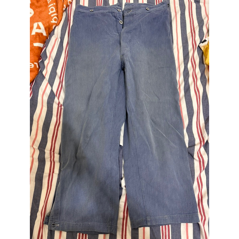 40~50s Swiss Army work pants 瑞士軍 公發 丹寧 淺藍 長褲 工作褲