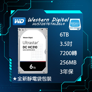 【全新–平行輸入】WD Ultrastar DC HC310 6TB 3.5吋 企業碟(HUS726T6TALE6L4)
