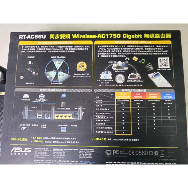 華碩 RT AC66U 路由器（二手）