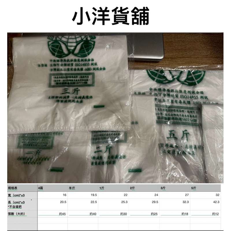 【小洋貨舖】 MIT台灣製造 SEP環保塑膠袋 SEP環保袋 背心袋 環保袋 手提袋 四兩 半斤 一斤 二斤 三斤 五斤