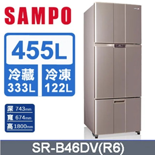 【SAMPO聲寶】SR-B46DV(R6) 455L 變頻右開三門冰箱 紫燦銀