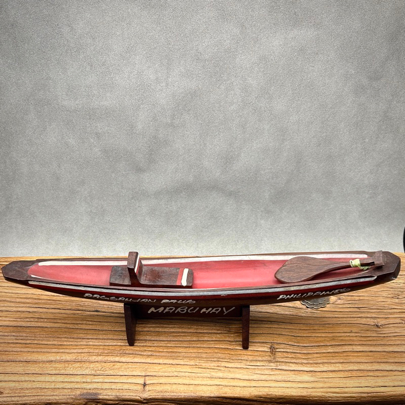 乘風破浪-菲律賓手工雕繪-帶槳獨木舟擺件