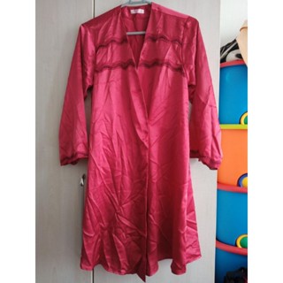 華歌爾Night Wear 蘭薇兒系列緞面睡衣睡袍晨袍家居服（M)