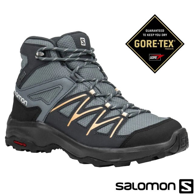 【索羅門 SALOMON】送》女 款防水透氣中筒健行登山鞋 DAINTREE GTX 輕量野跑鞋 運動鞋_416785